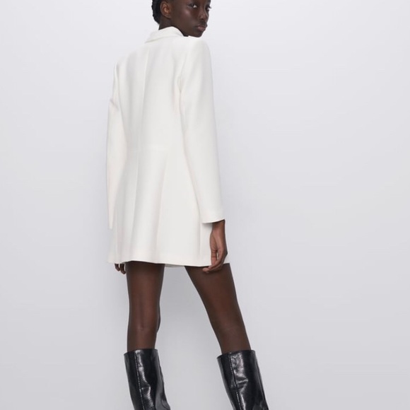 Double Breasted Buttoned Frock Blazer Dress Coat - Picture 4 of 8